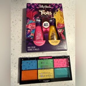 Trolls Nail Color Set - Pink and Yellow and wet n wild Palette